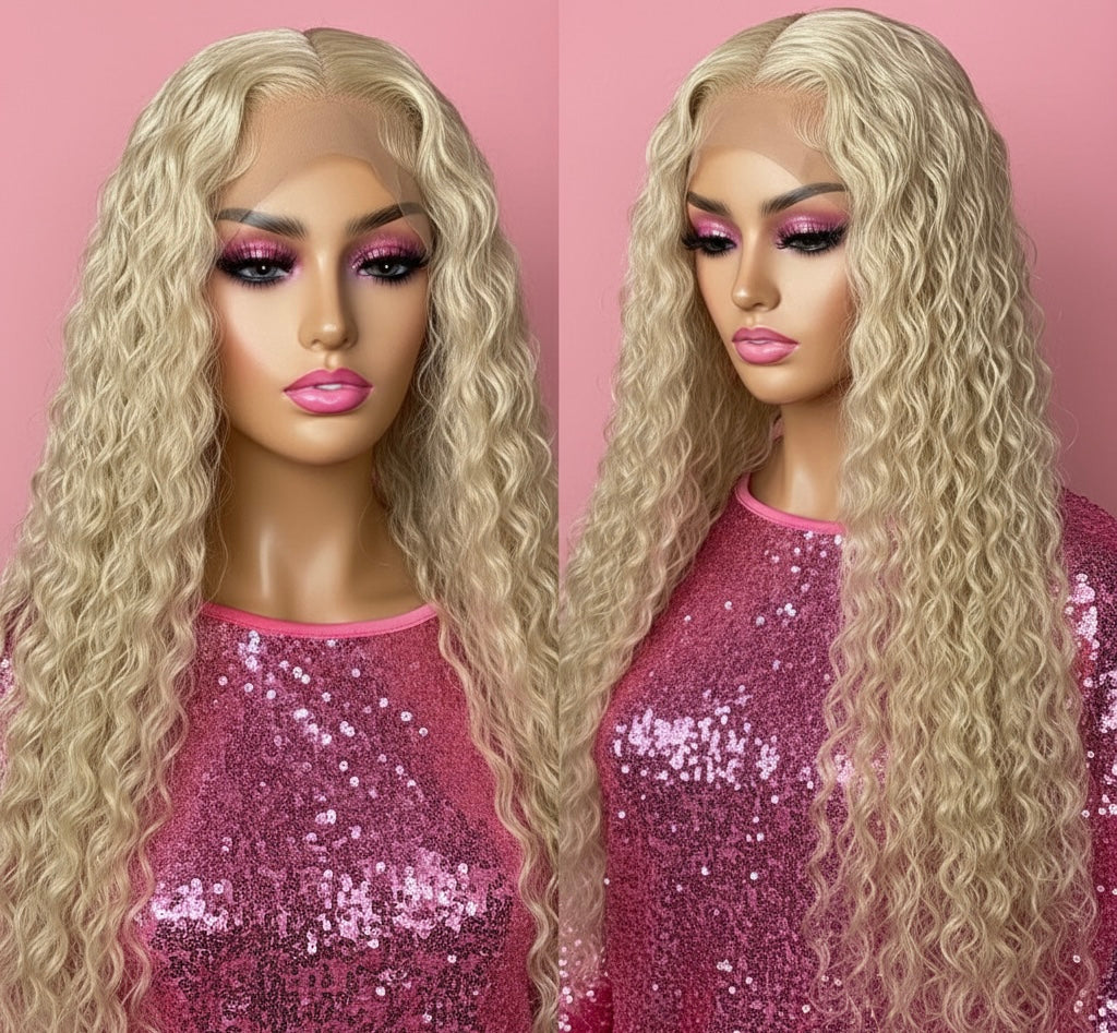 Brazilian Water Curly Glueless Wear and Go Loose Deep Wave 
HD Human Hair Lace Wig - Full 13x4 Coverage & Pre-Plucked Natural Hairline - only 36 inch length available ***