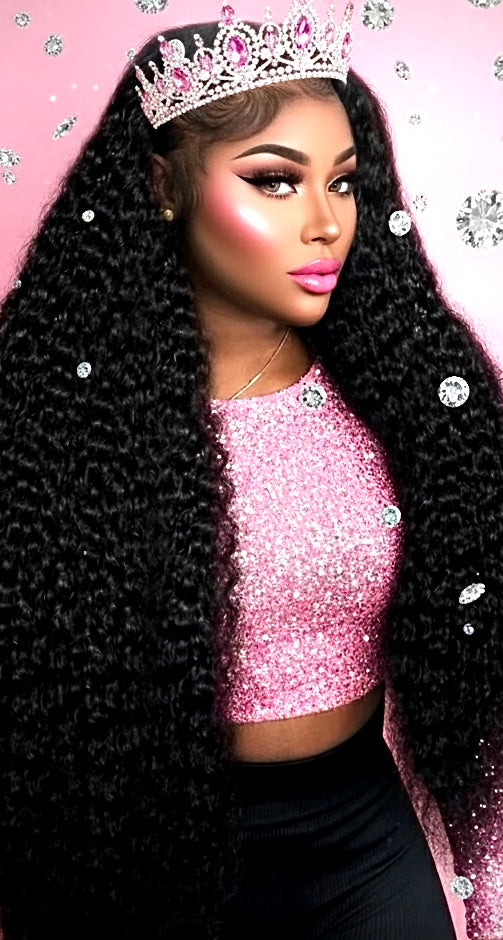 Brazilian Water Curly Glueless Wear and Go Loose Deep Wave 
HD Human Hair Lace Wig - Full 13x4 Coverage & Pre-Plucked Natural Hairline - only 36 inch length available ***